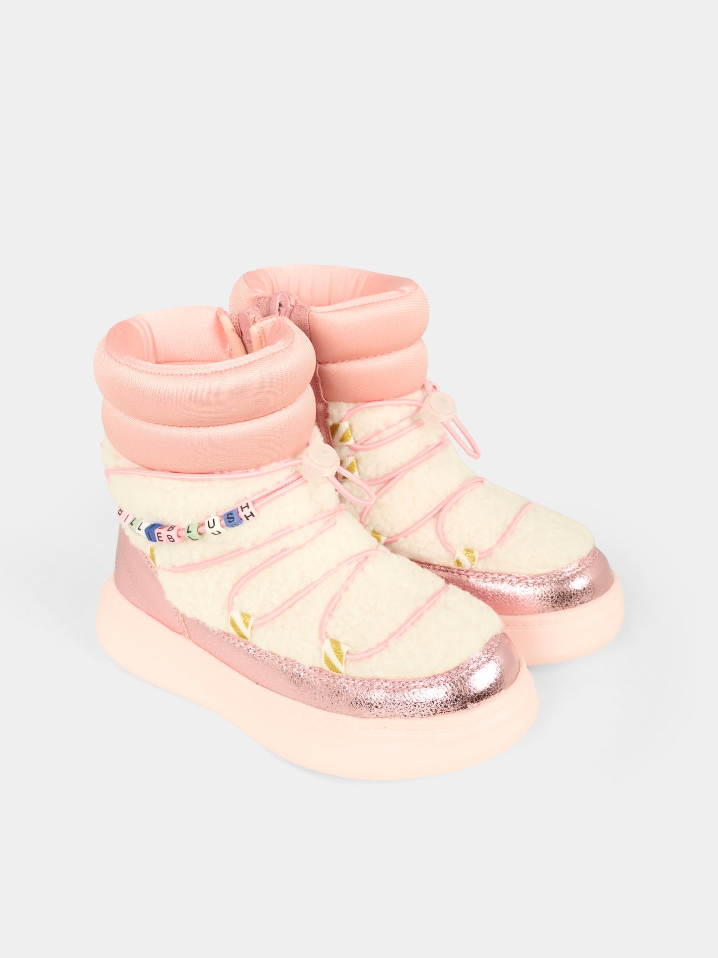Stivali da neve rosa per bambina con logo,Billieblush,U21477 Z41