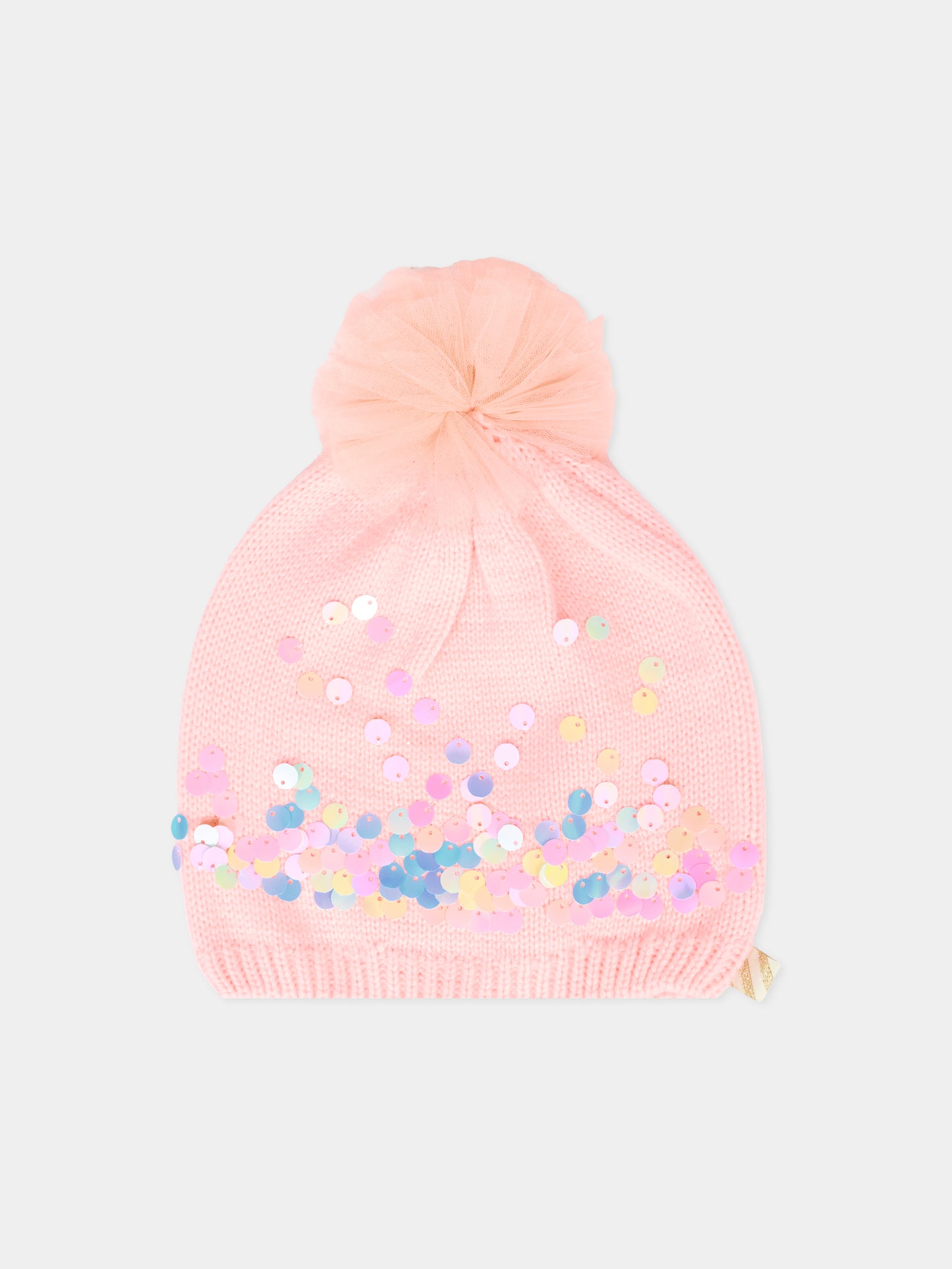 Berretto rosa per bambina con paillettes,Billieblush,U21510 408