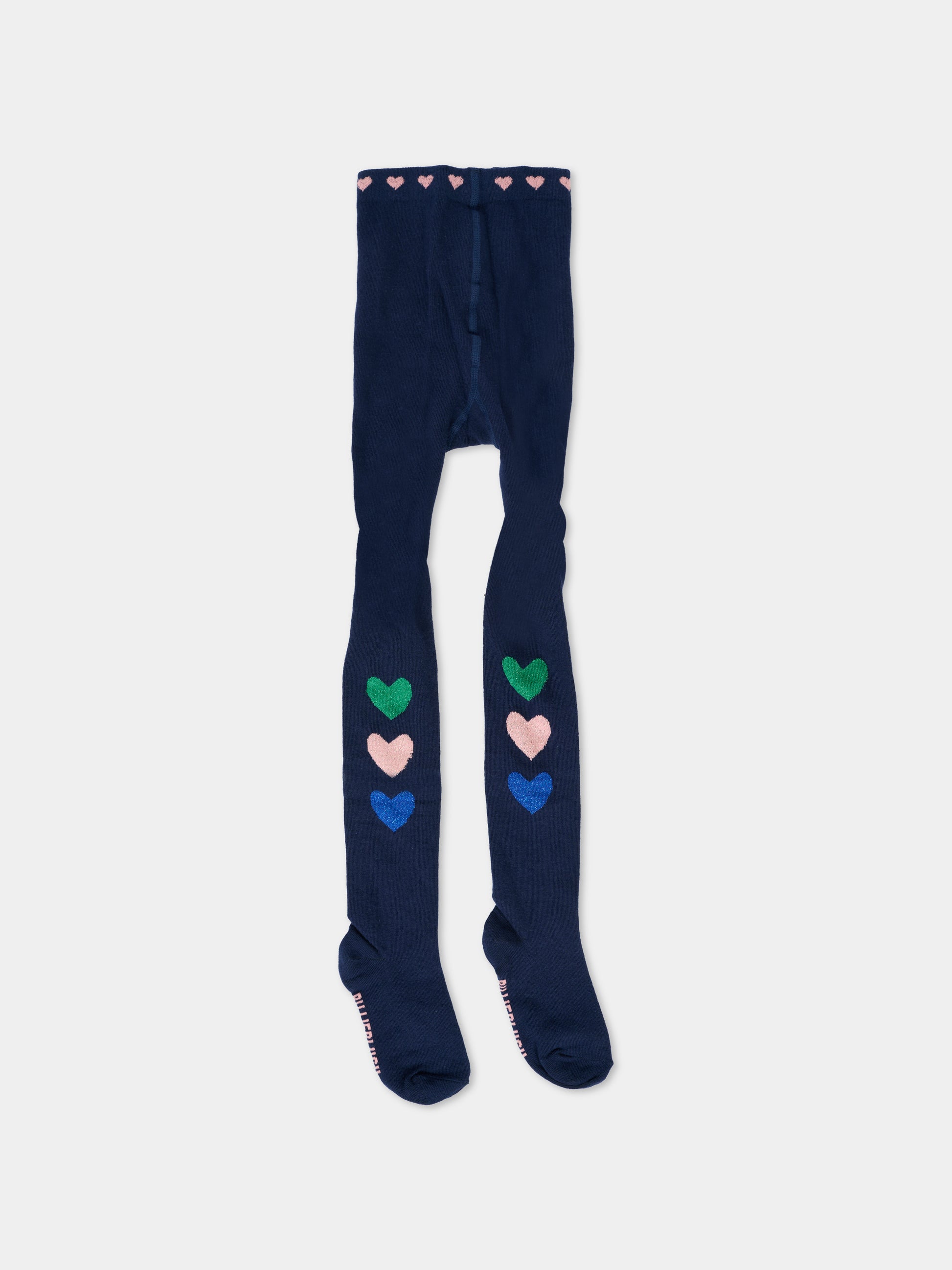 Collant blu per bambina con cuori,Billieblush,U21515 85T