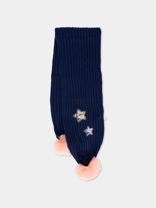 Sciarpa blu per bambina con stelle,Billieblush,U21523 85T