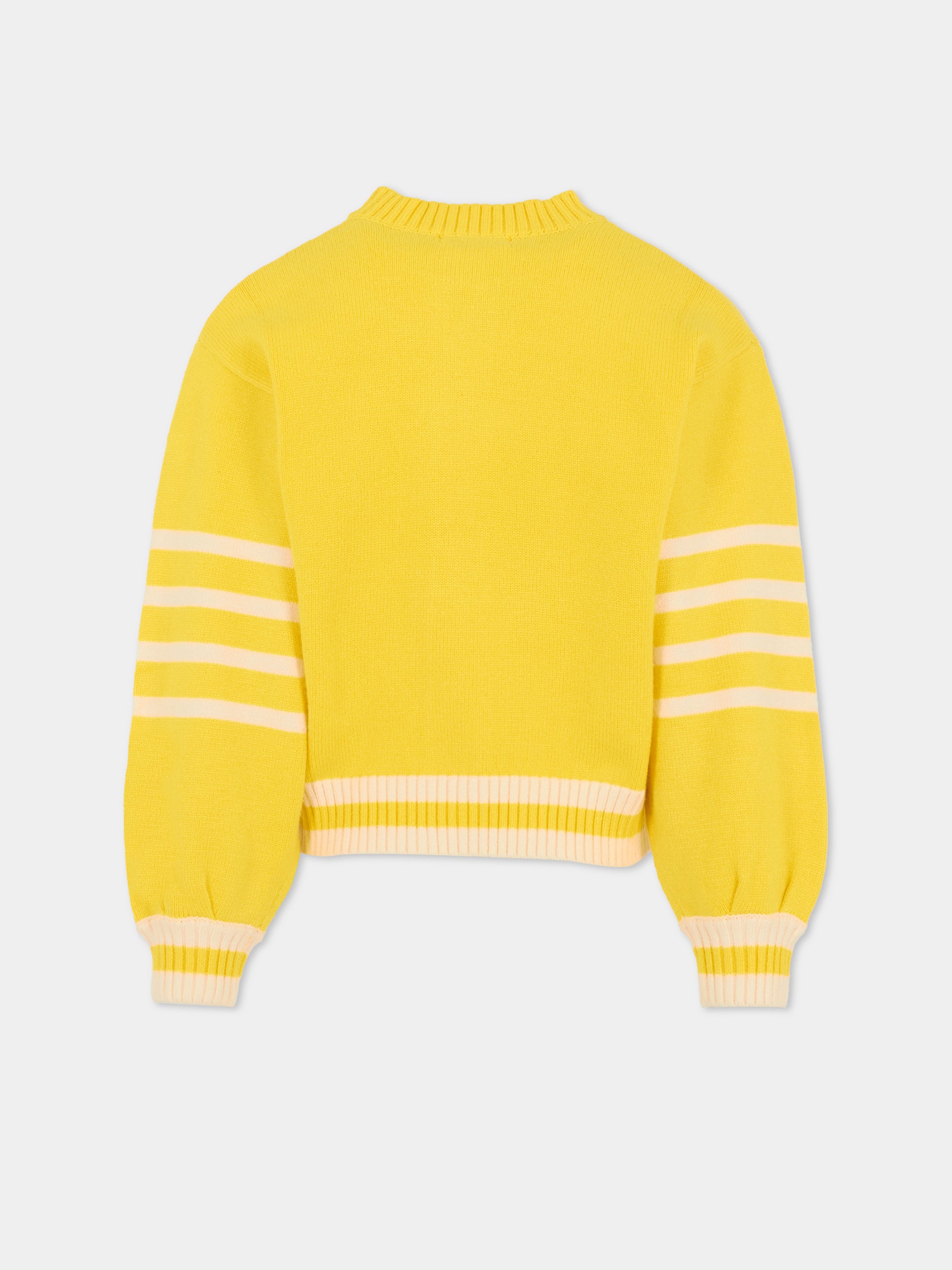 Cardigan giallo per bambina con stella e cuori,Billieblush,U21560 553