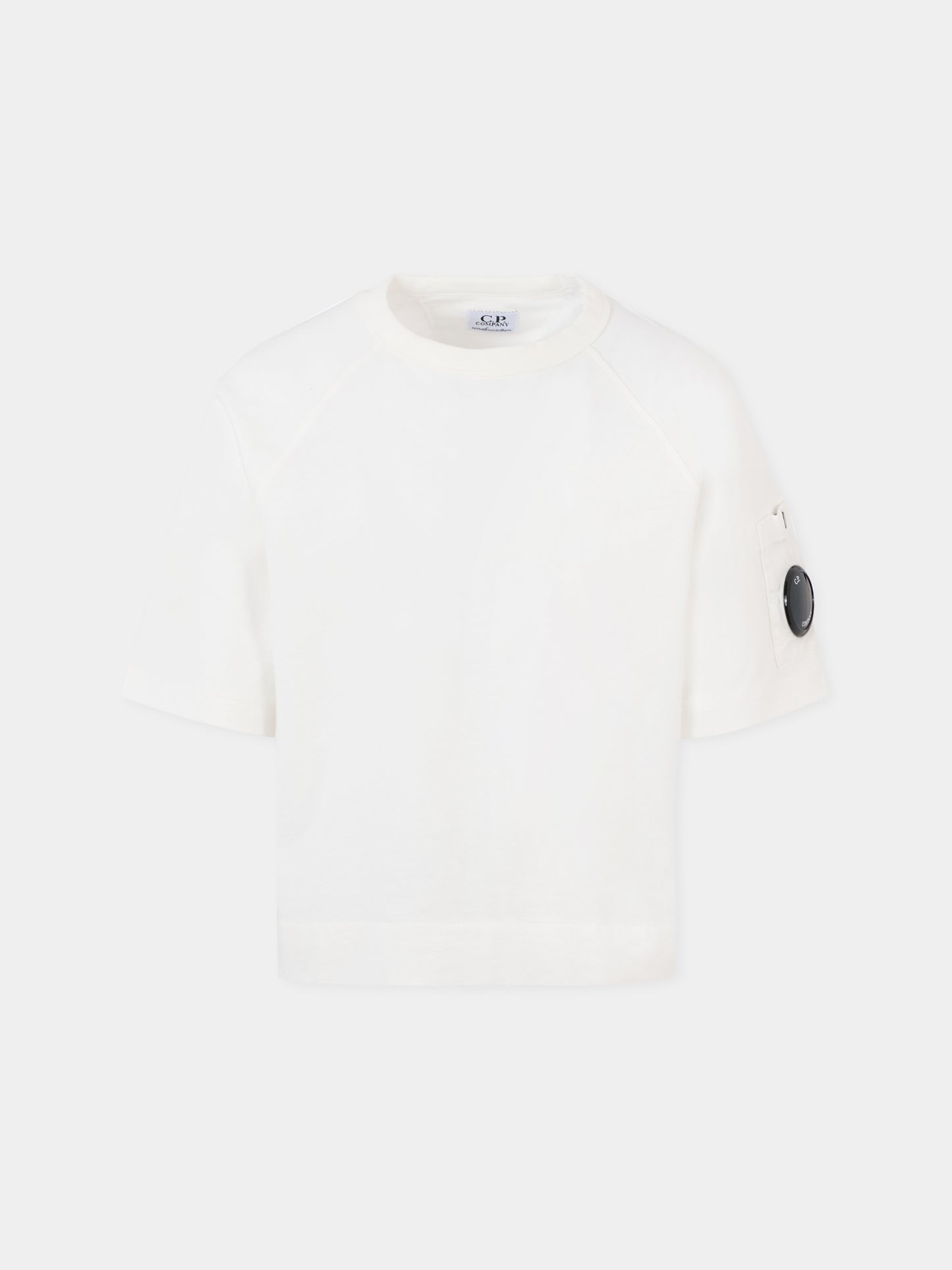 T-shirt bianca per bambino con lente,C. P. Company,CUM00R LAA17 10135