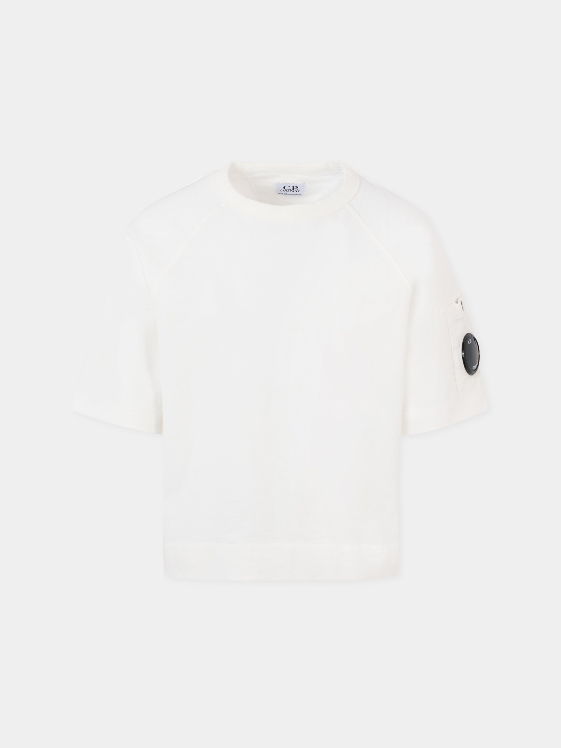 T-shirt bianca per bambino con lente,C. P. Company,CUM00R LAA17 10135
