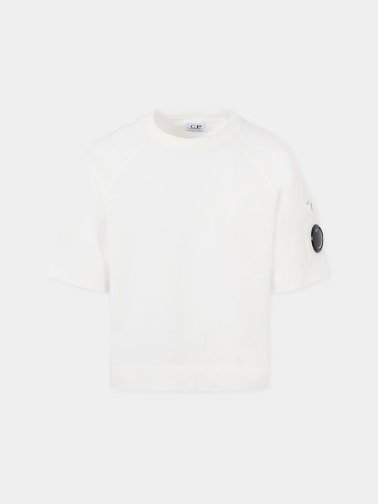 T-shirt bianca per bambino con lente,C. P. Company,CUM00R LAA17 10135