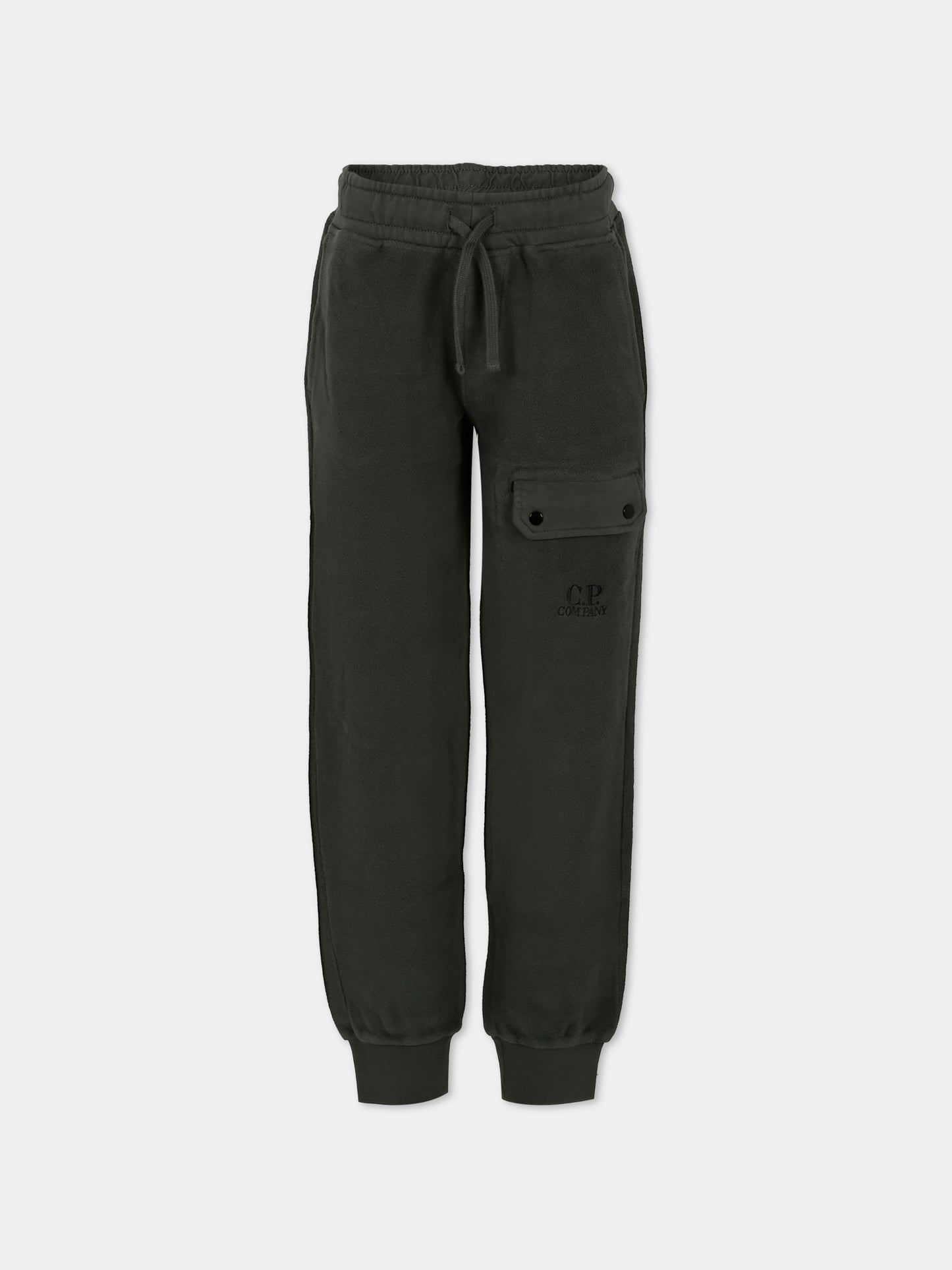 Pantaloni verdi per bambino con logo ricamato,C. P. Company,CUP010 LCC04 31233