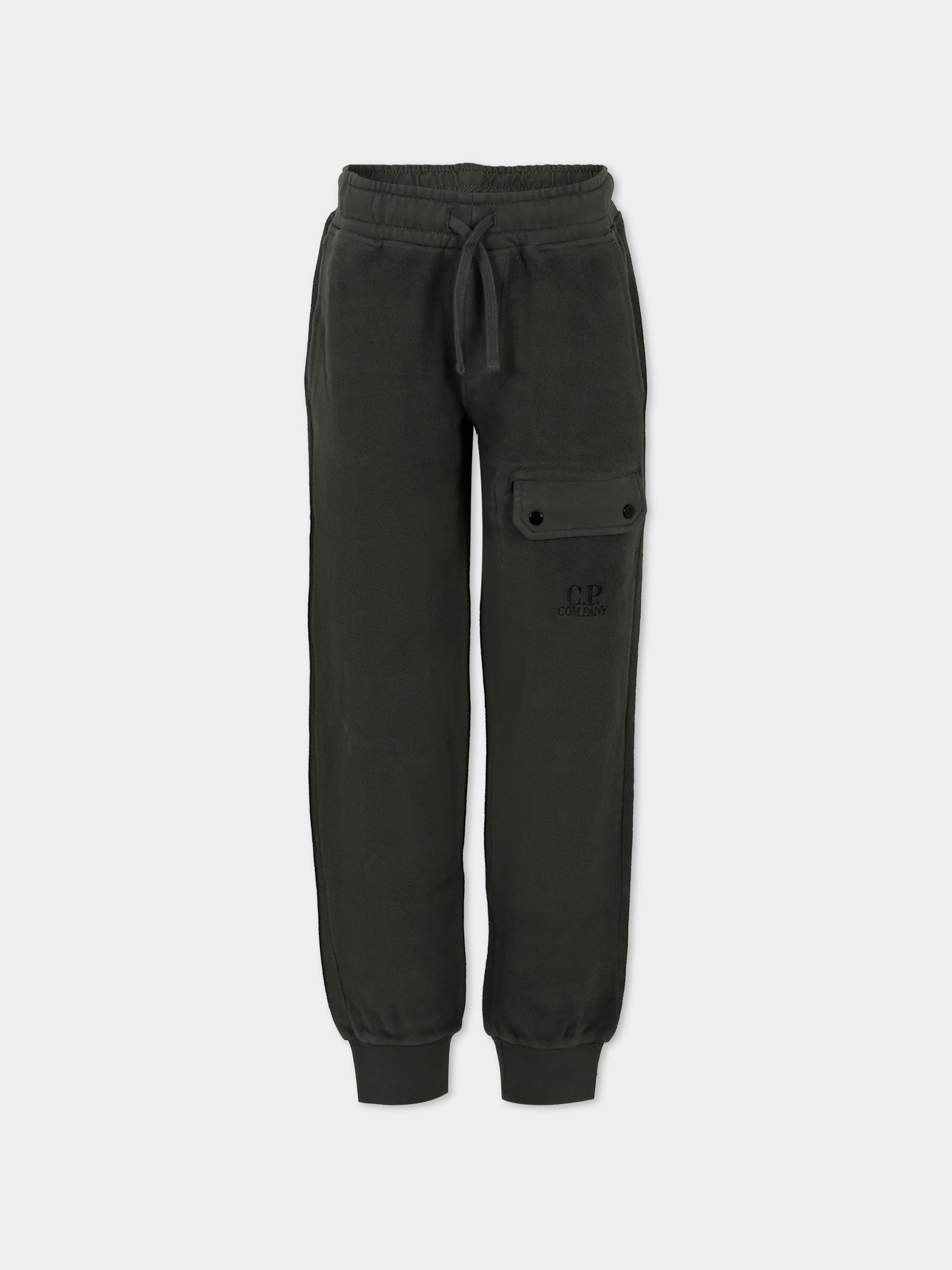 Pantaloni verdi per bambino con logo ricamato,C. P. Company,CUP010 LCC04 31233