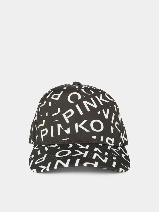 Cappello nero per bambina con logo,Pinko,KFCP002.C.NY022.D002