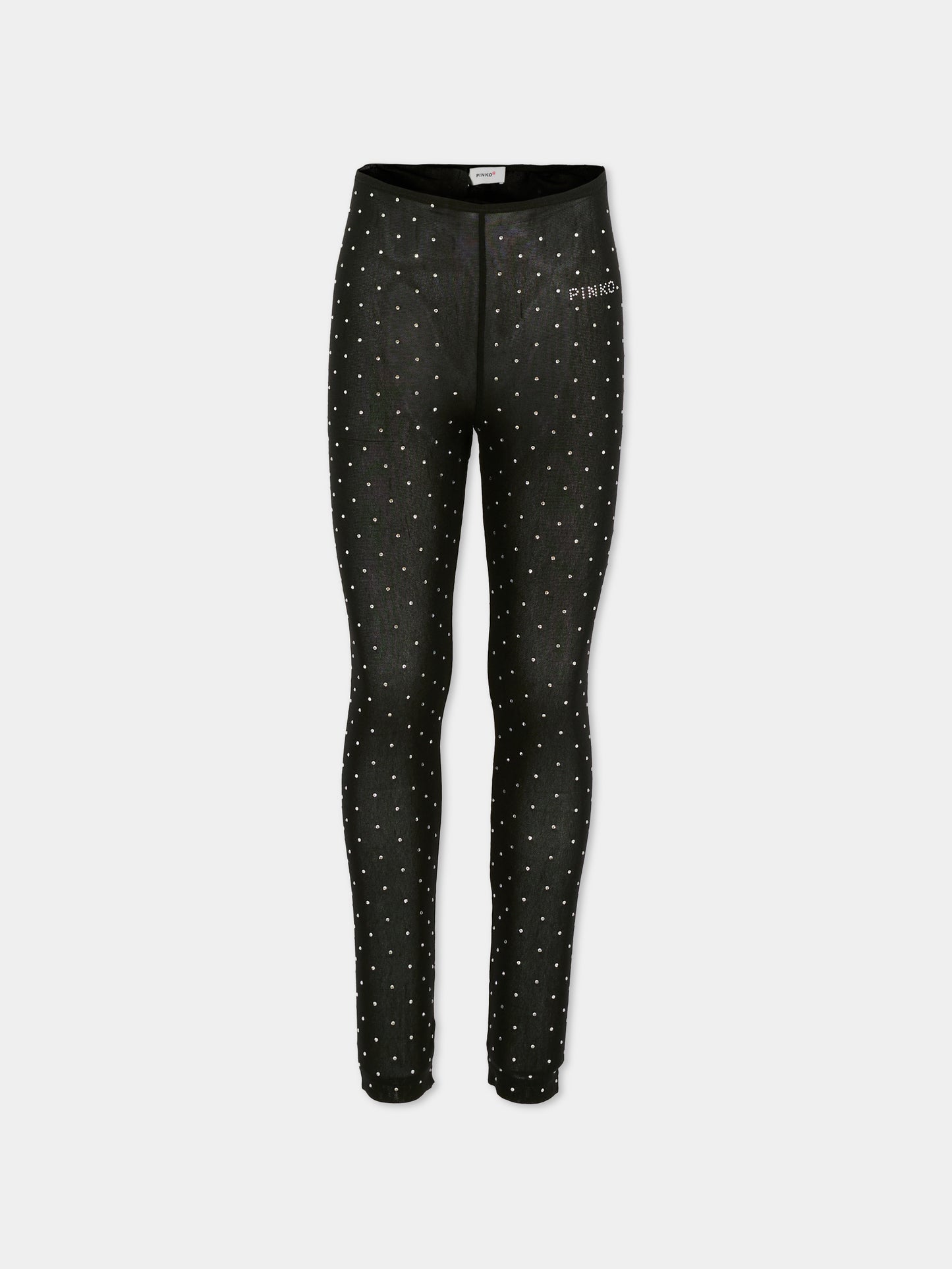 Black leggings for girl with rhinestones