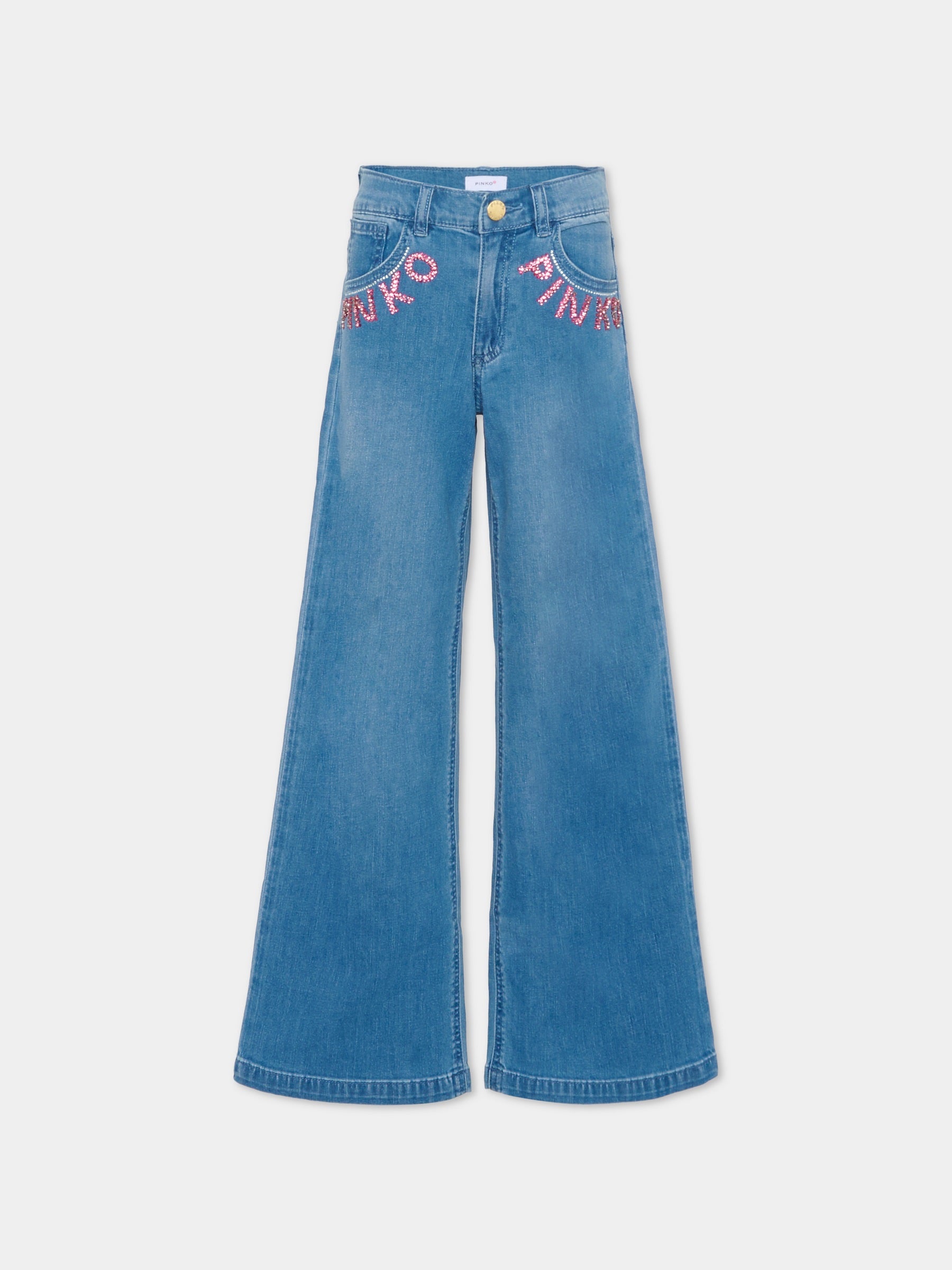 Jeans denim per bambina con logo,Pinko,KFPA031.C.DS057.D815