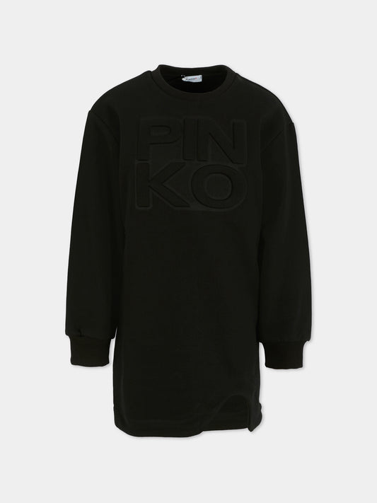 Black dress for girl with logo