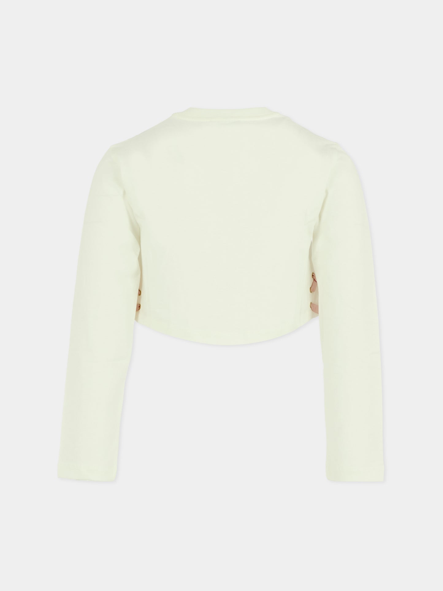 Ivory crop t-shirt for girl with logo