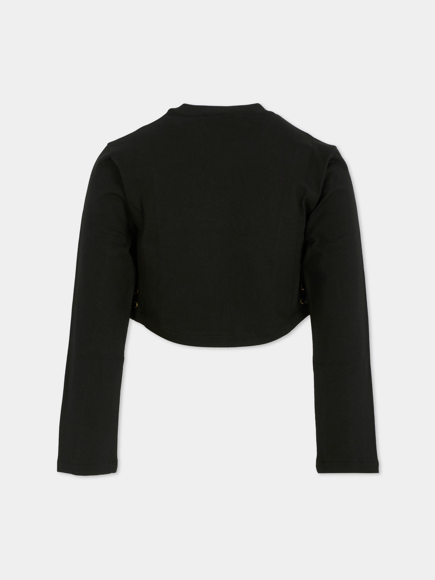 Black crop t-shirt for girl with logo