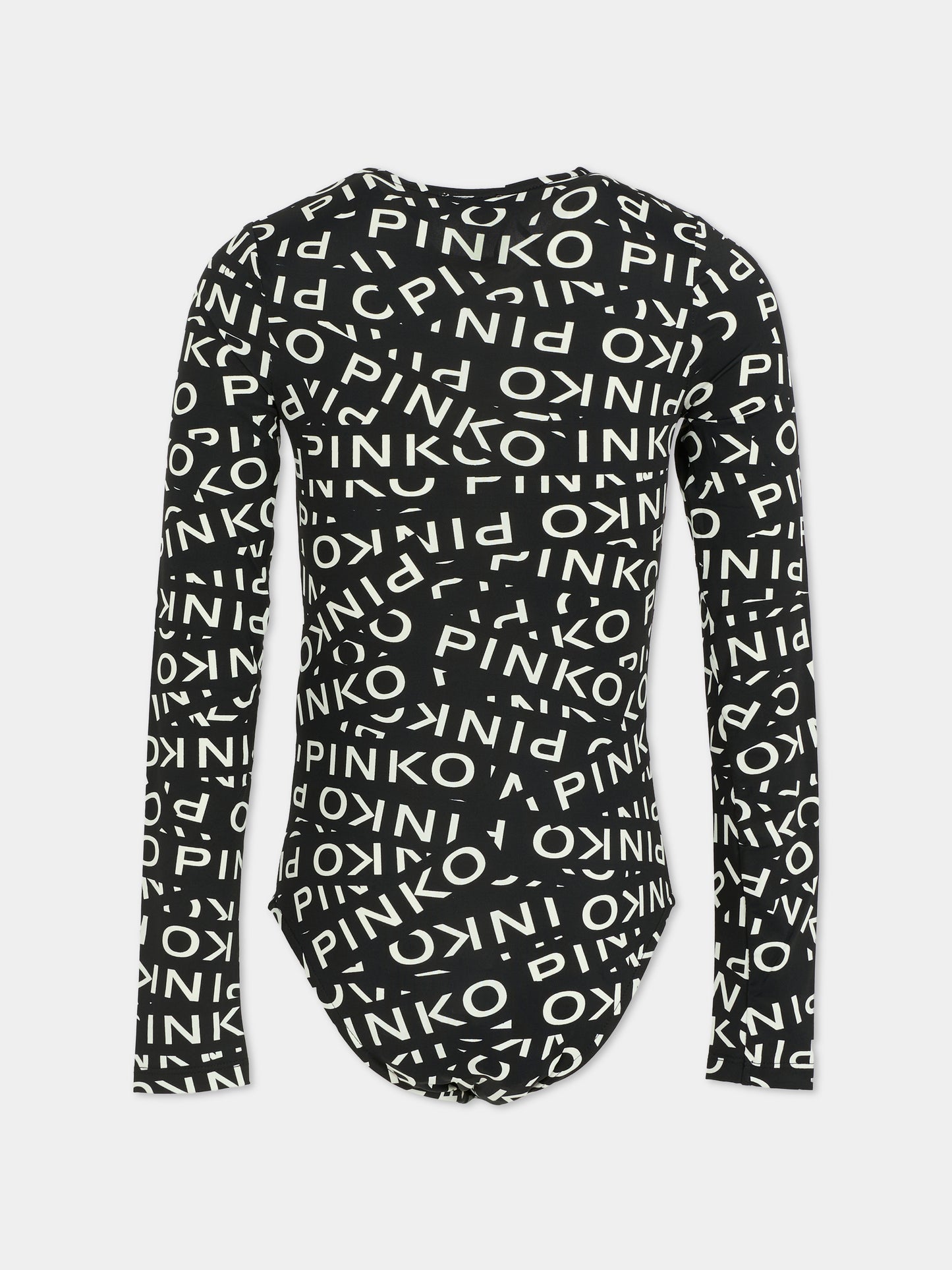 Body nero per bambina con logo all over,Pinko,KFBD003.C.LY003.D002
