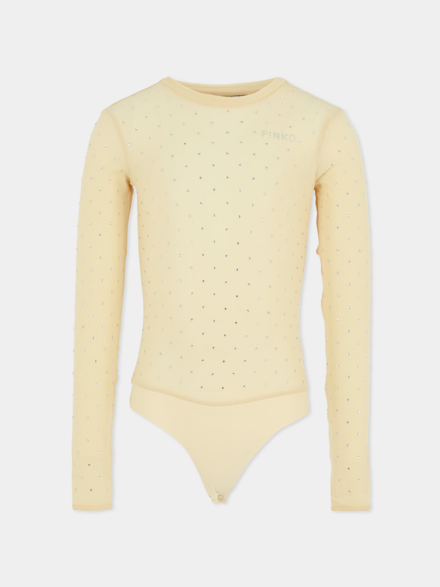 Pink bodysuit for girl with rhinestons