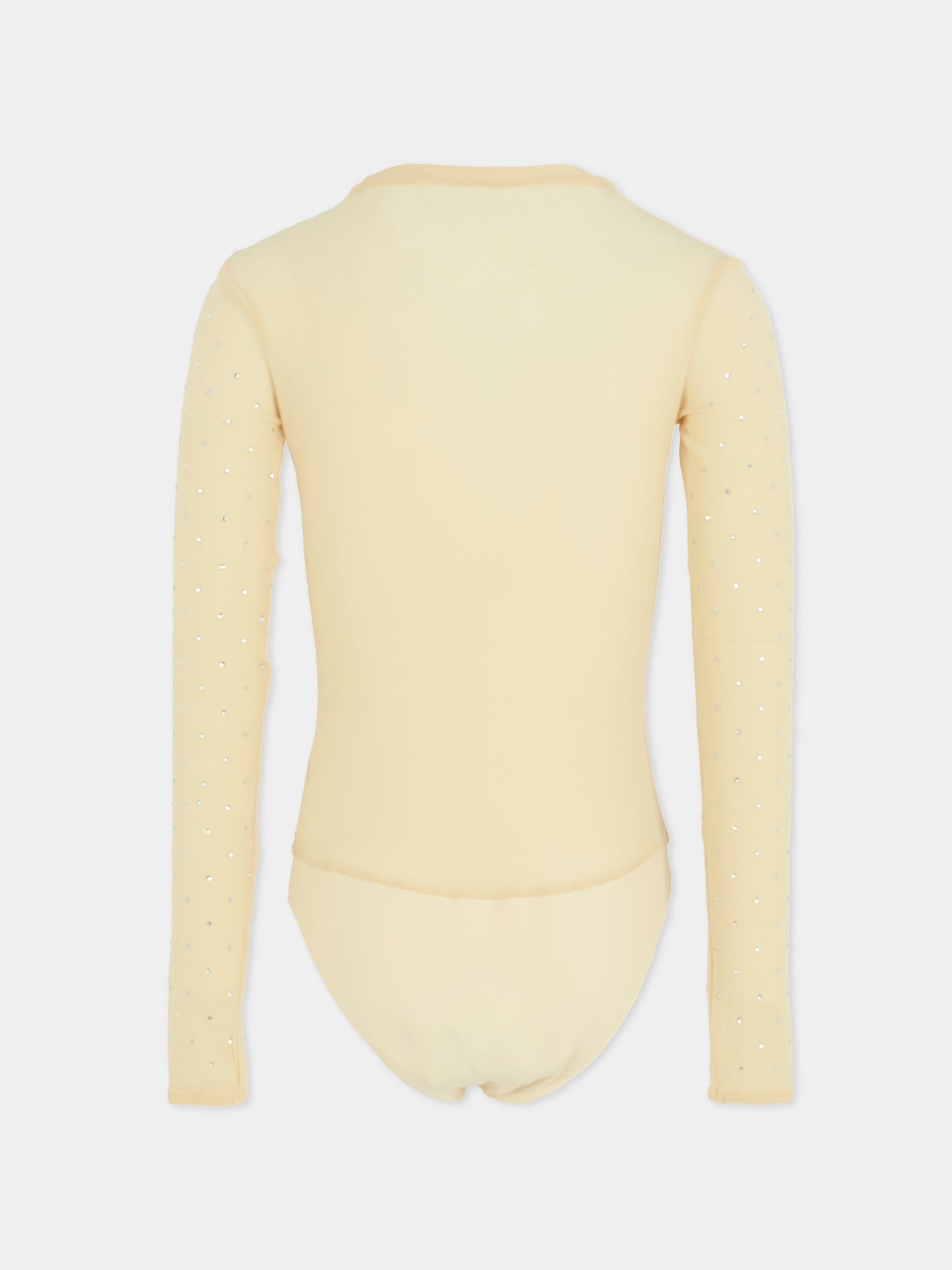 Pink bodysuit for girl with rhinestons