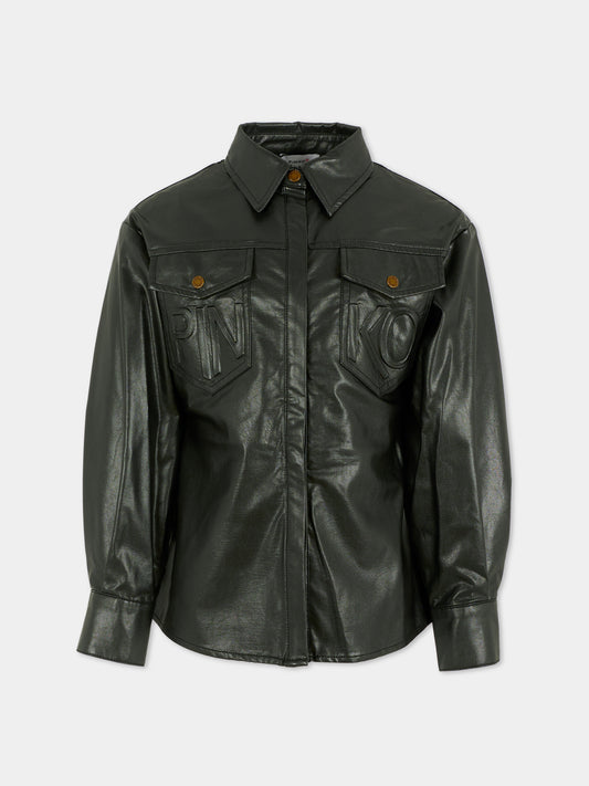 Camicia nera per bambina con logo,Pinko,KFCA010.C.PE017.N000