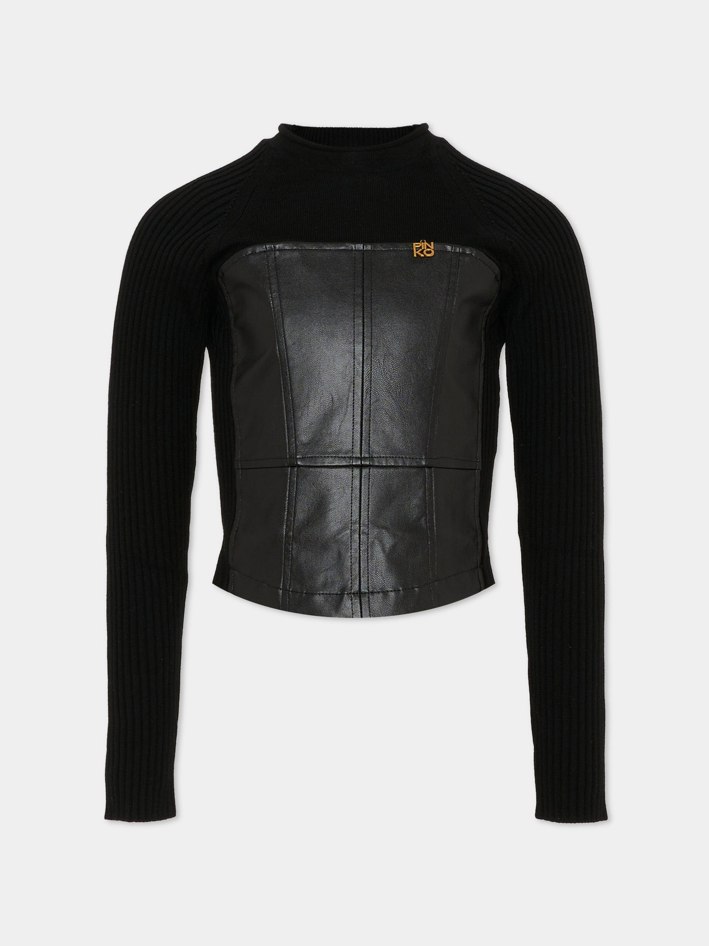 Maglione nero per bambina con logo,Pinko,KFMA022.C.FL086.N000