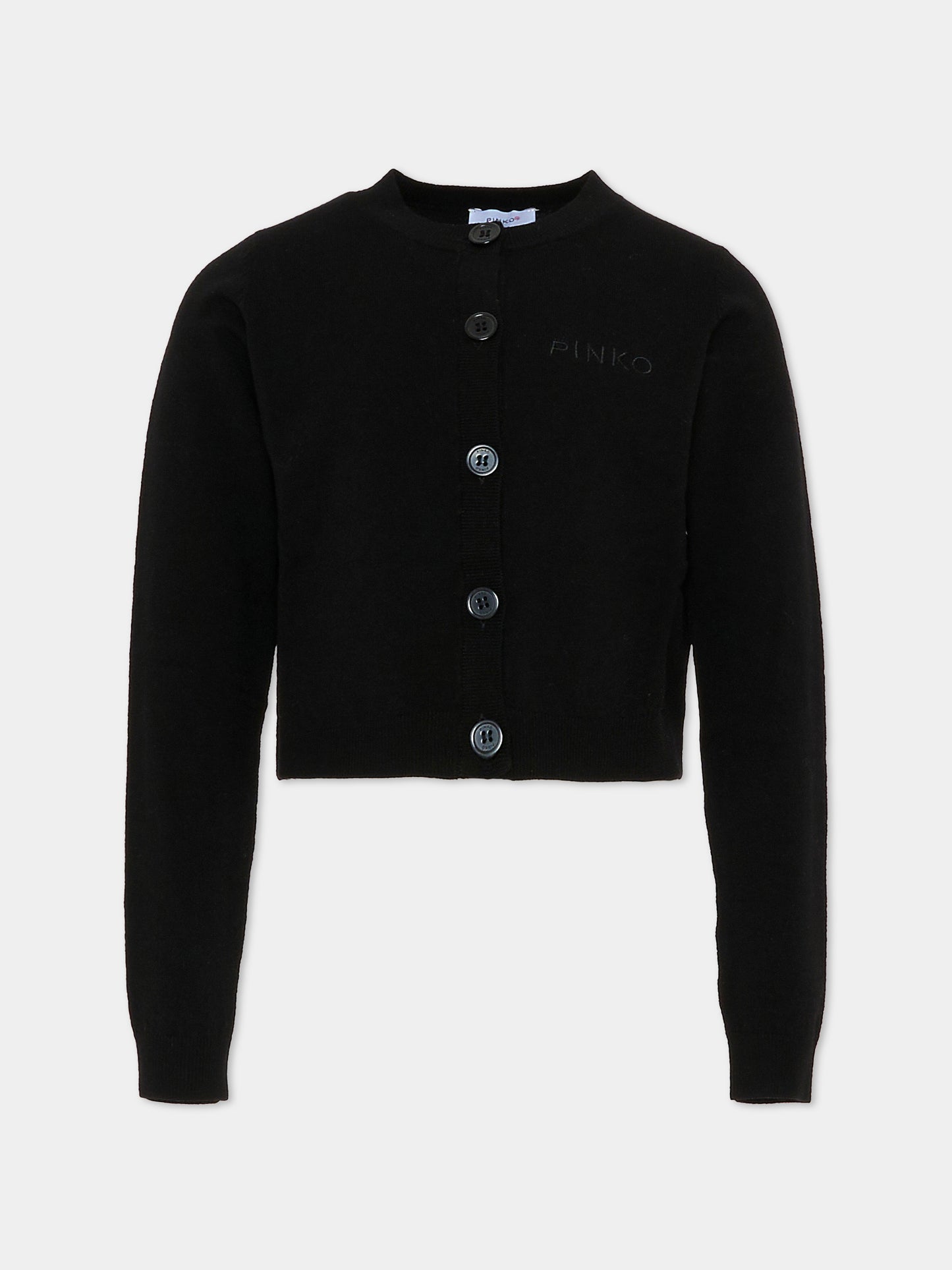 Cardigan nero per bambina con logo,Pinko,KFMA015.C.FL084.N000