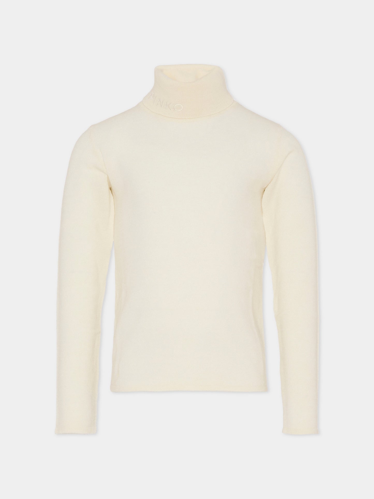 Dolcevita avorio per bambina con logo,Pinko,KFMA016.C.FL084.B000