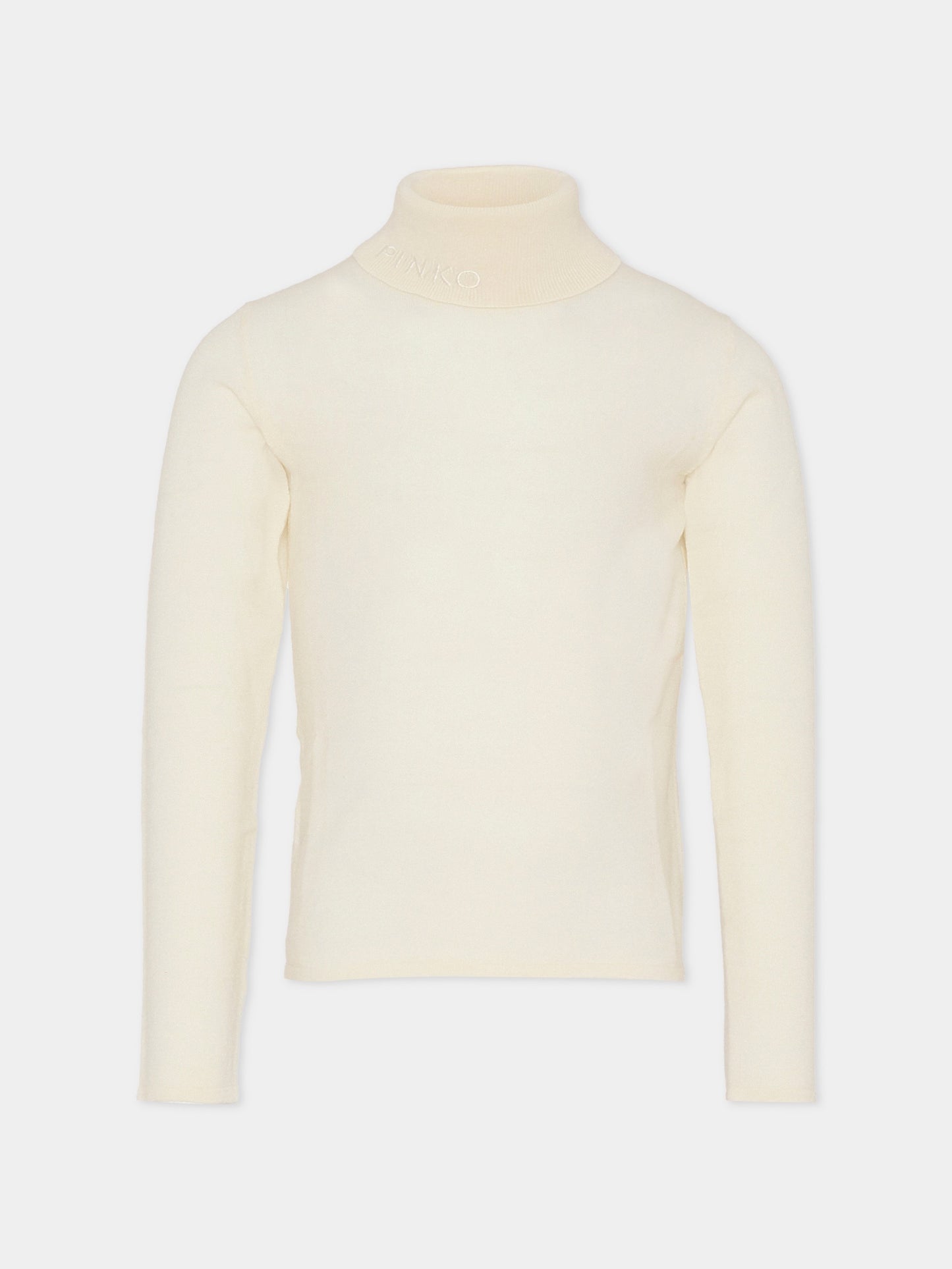 Dolcevita avorio per bambina con logo,Pinko,KFMA016.C.FL084.B000