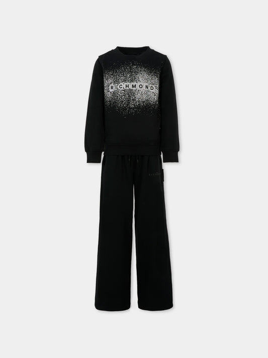 Completo nero per bambina con logo,Richmond,RGA25007CF BLACK