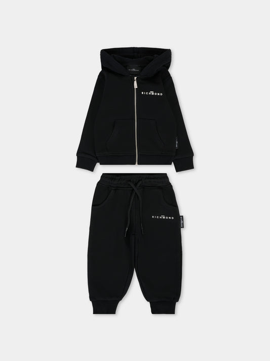 Completo nero per neonati con logo,Richmond,RIA25007CF BLACK