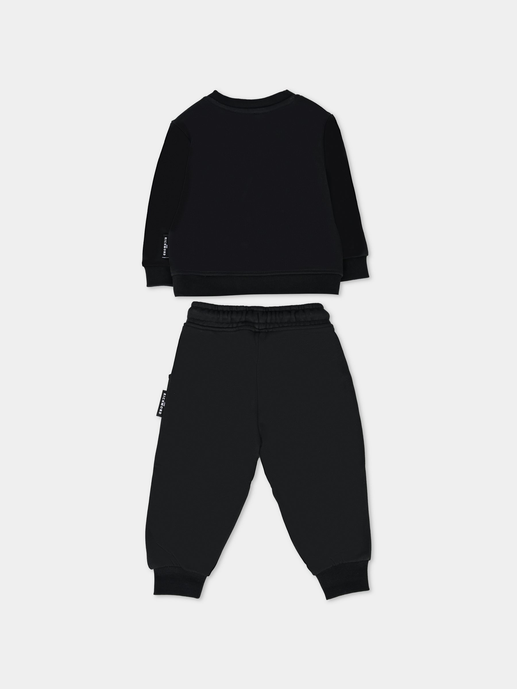 Completo nero per neonati con logo,Richmond,RIA25016CF BLACK