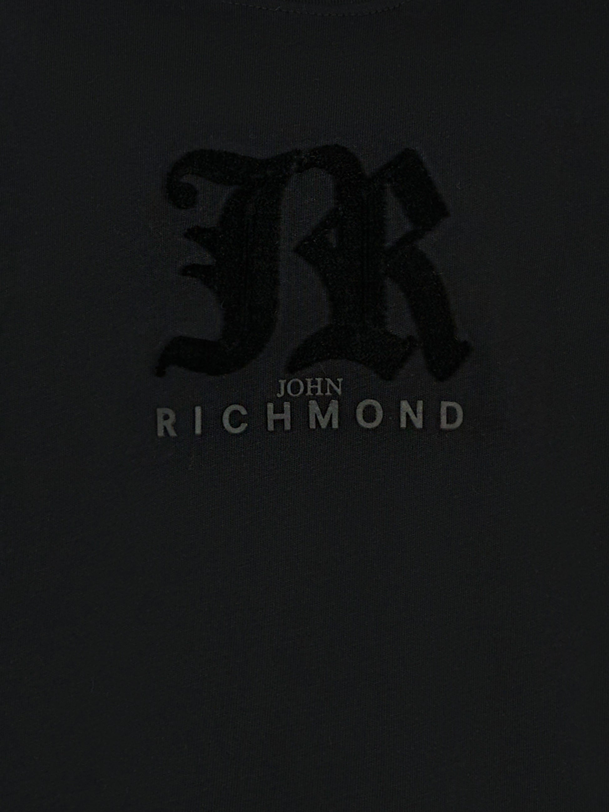 T-shirt nera per bambino con logo in velluto,Richmond,RBA25008TS BLACK