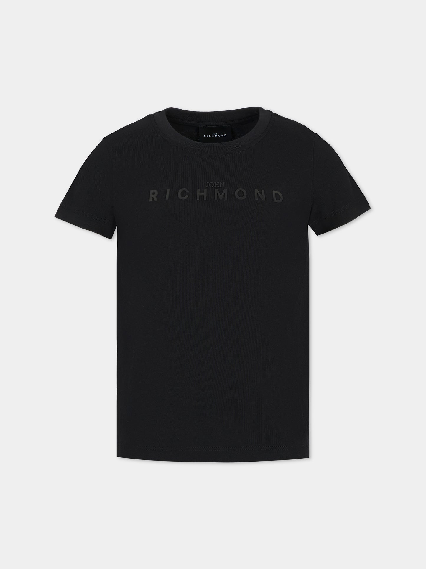 T-shirt nera per bambini con logo nero,Richmond,RBA25009TS BLACK