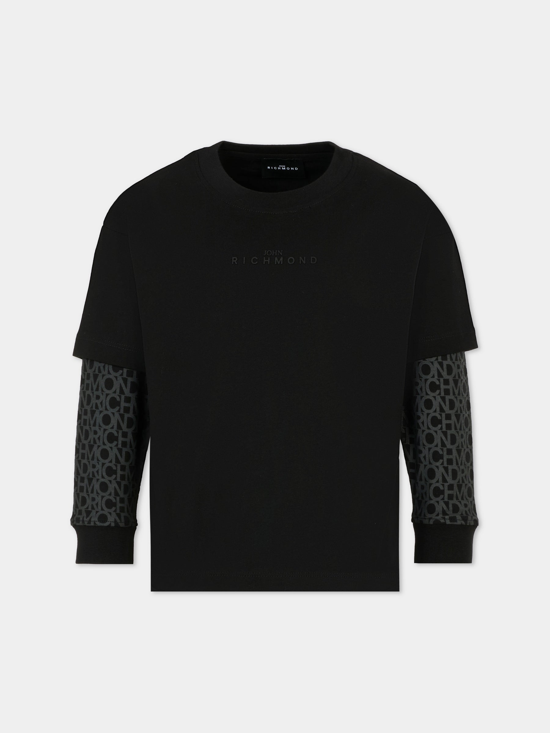 T-shirt nera per bambino con logo,Richmond,RBA25037TS BLACK