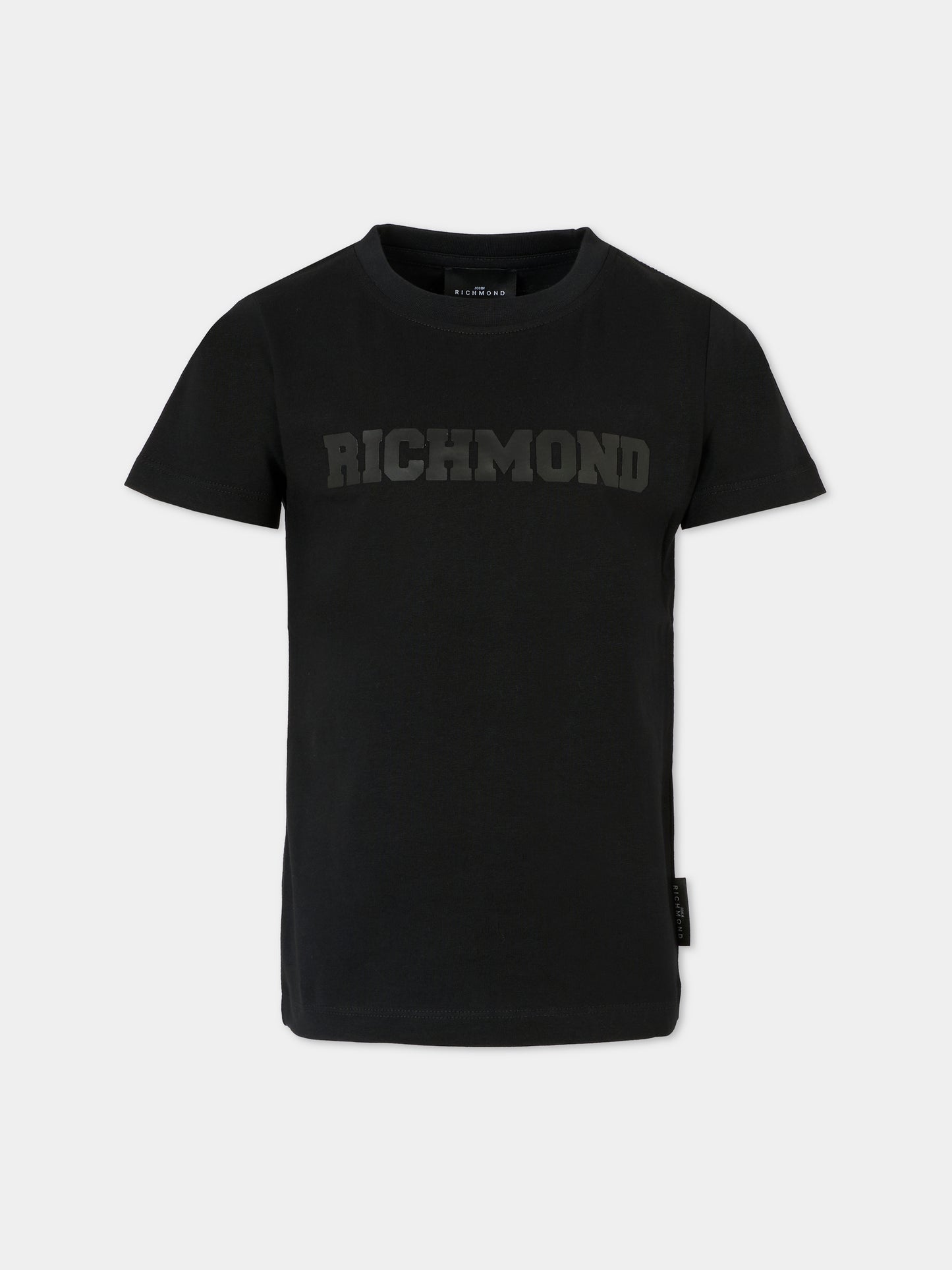 T-shirt nera per bambino con logo,Richmond,RBA25115TS BLACK