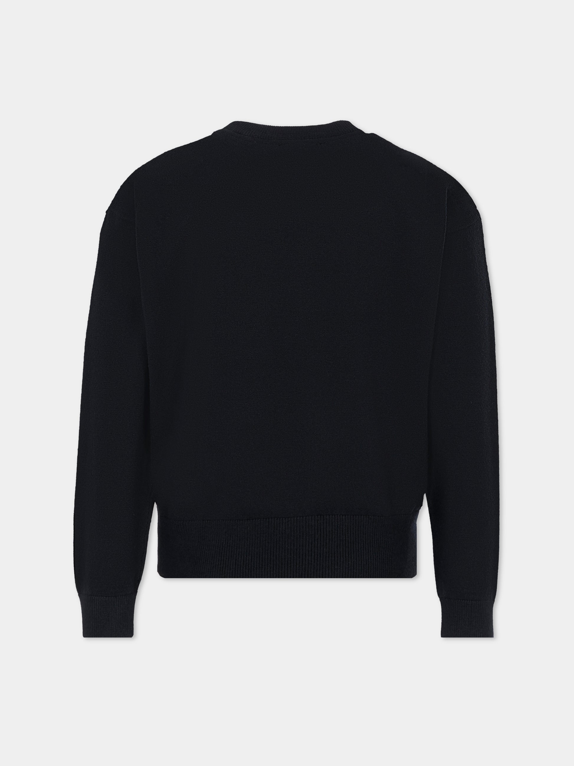 Maglione nero per bambino con logo avorio,Richmond,RBA25011MA BLACK