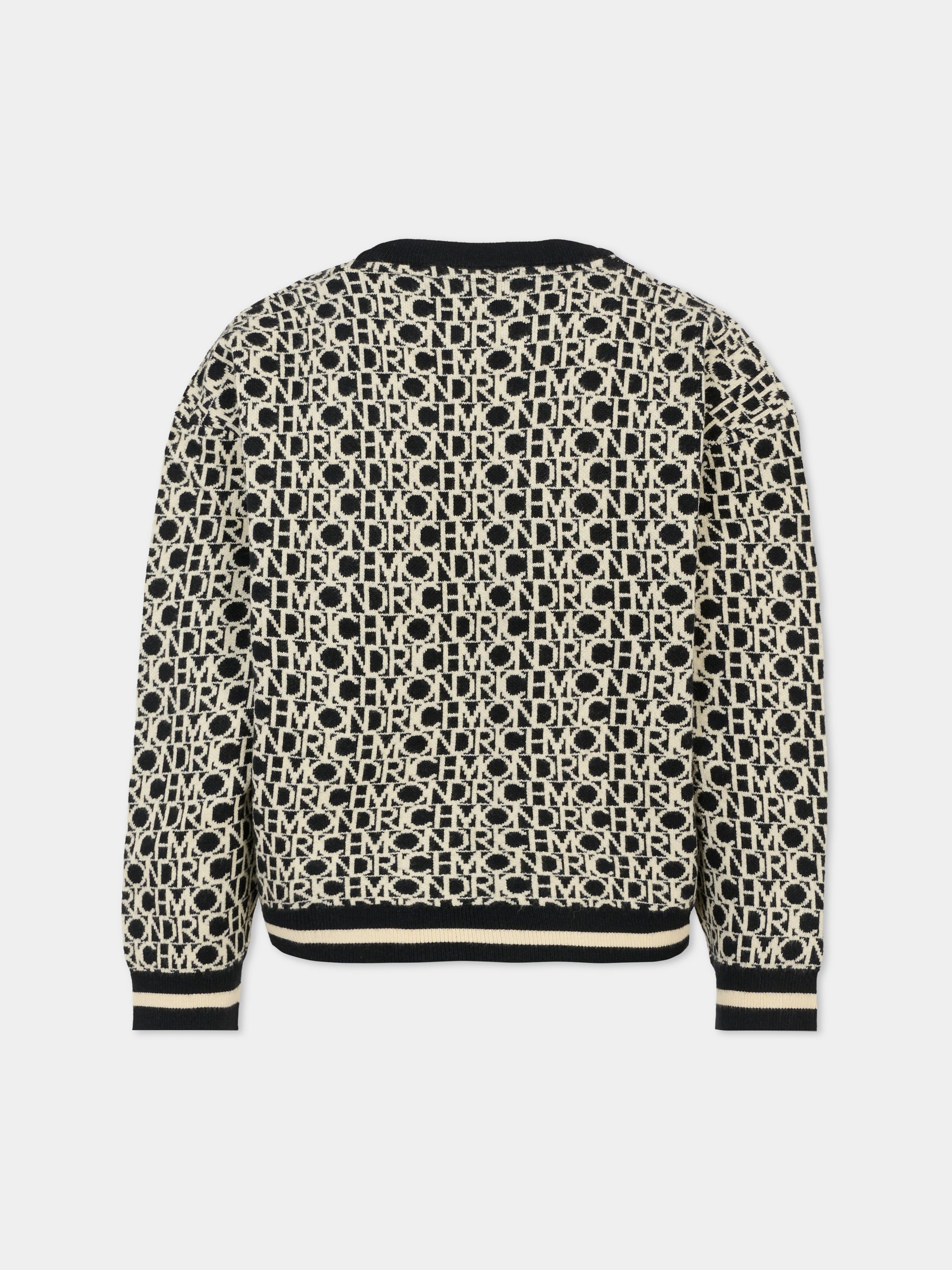 Maglione nero per bambino con logo bianco,Richmond,RBA25042MA LETTERING