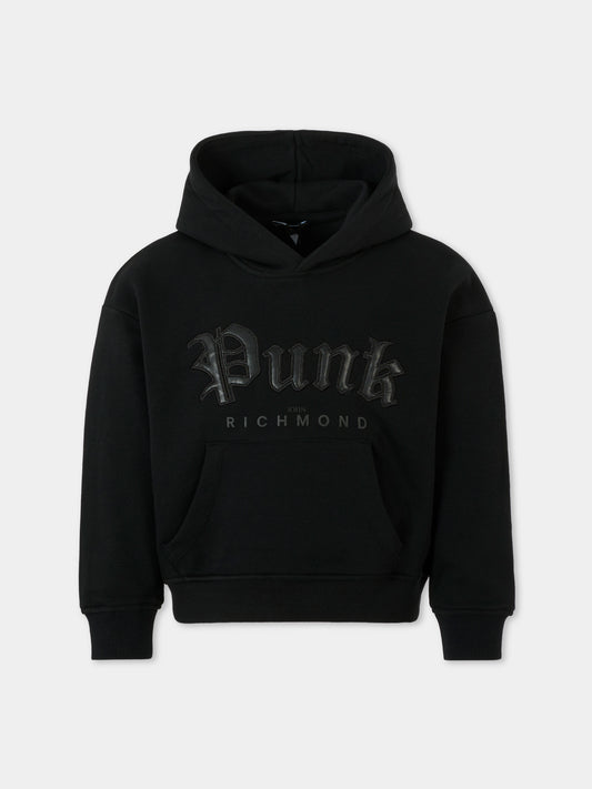Felpa nera per bambini con scritta,Richmond,RBA25021FE BLACK