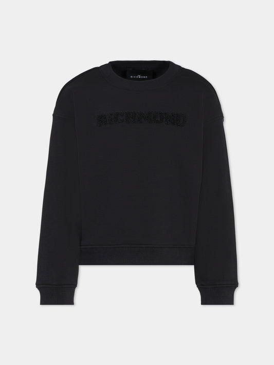 Felpa nera per bambini con logo,Richmond,RBA25236FE BLACK