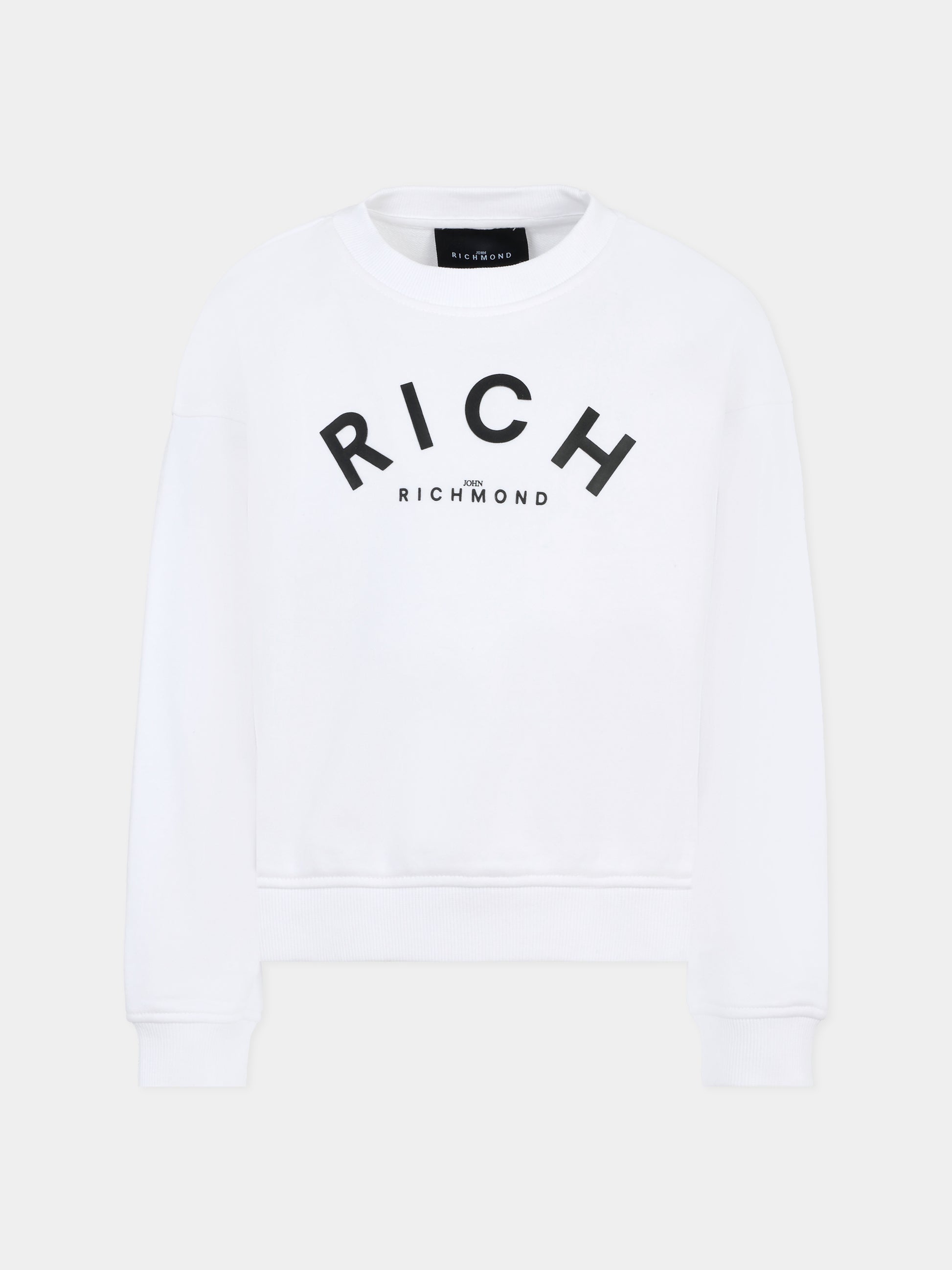 Felpa bianca per bambini con logo nero,Richmond,RBA25237FE WHITE