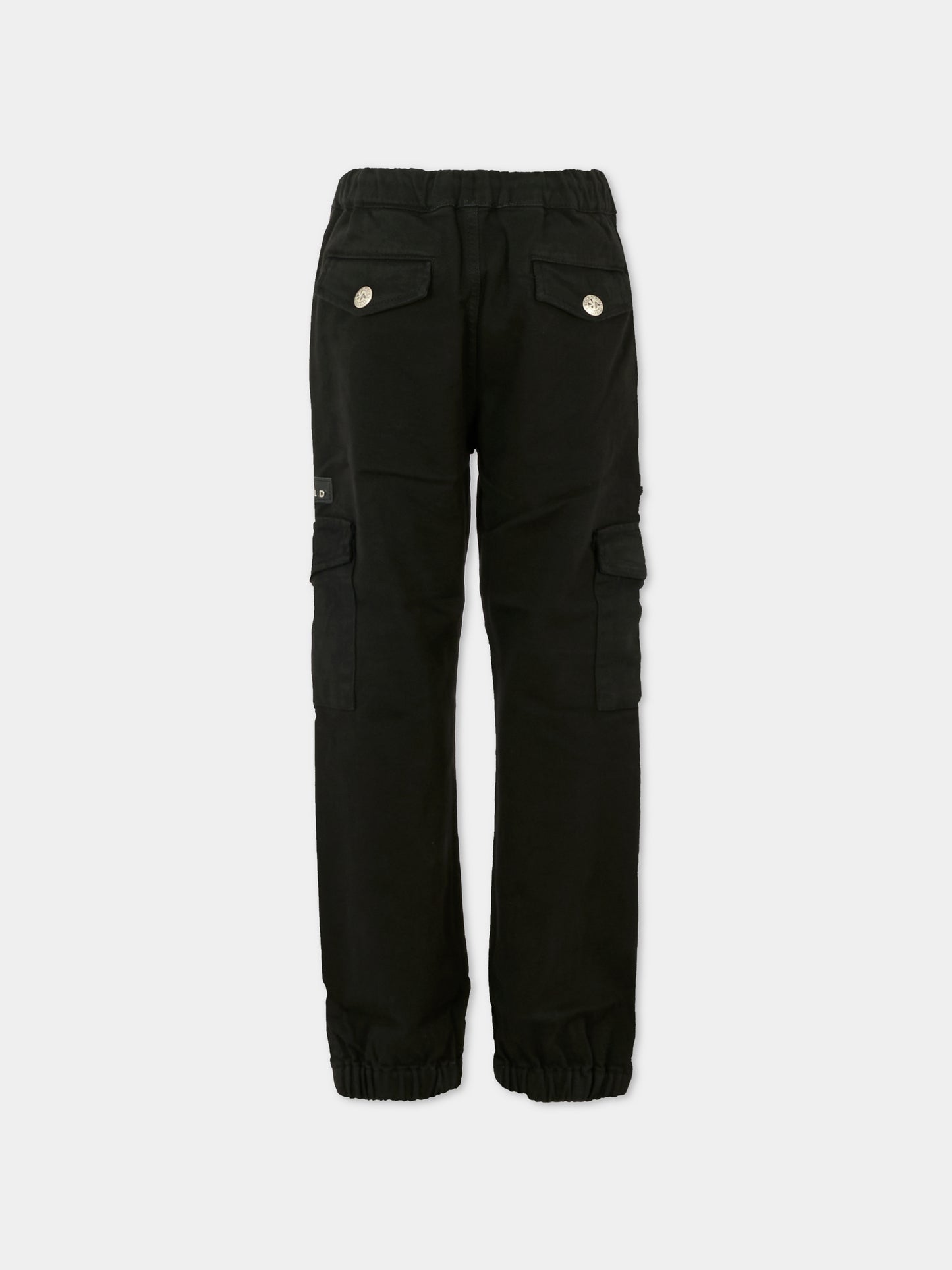 Pantaloni neri per bambino con patch,Richmond,RBA25090PA BLACK
