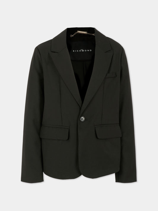 Giacca nera per bambino con logo,Richmond,RBA25125GC BLACK