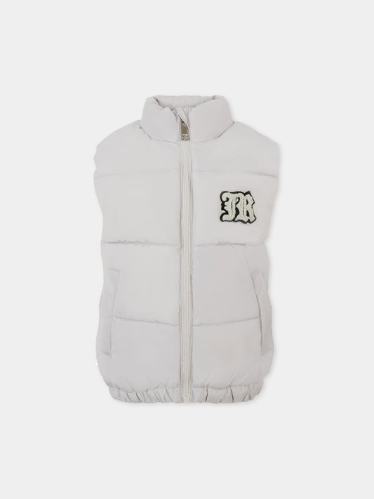Gilet grigio per bambino con logo,Richmond,RBA25013PI BLUE VAPOR