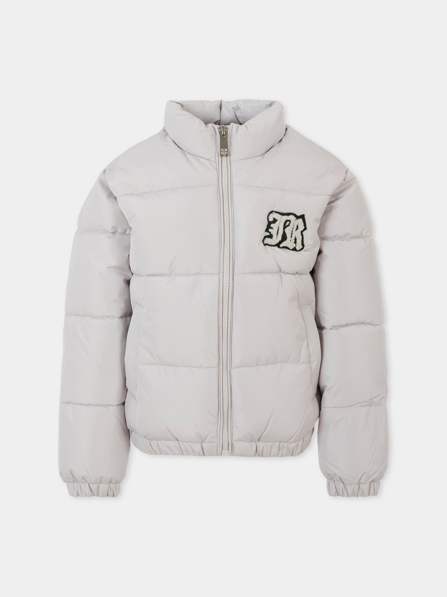 Piumino grigio per bambino con logo,Richmond,RBA25014PI BLUE VAPOR