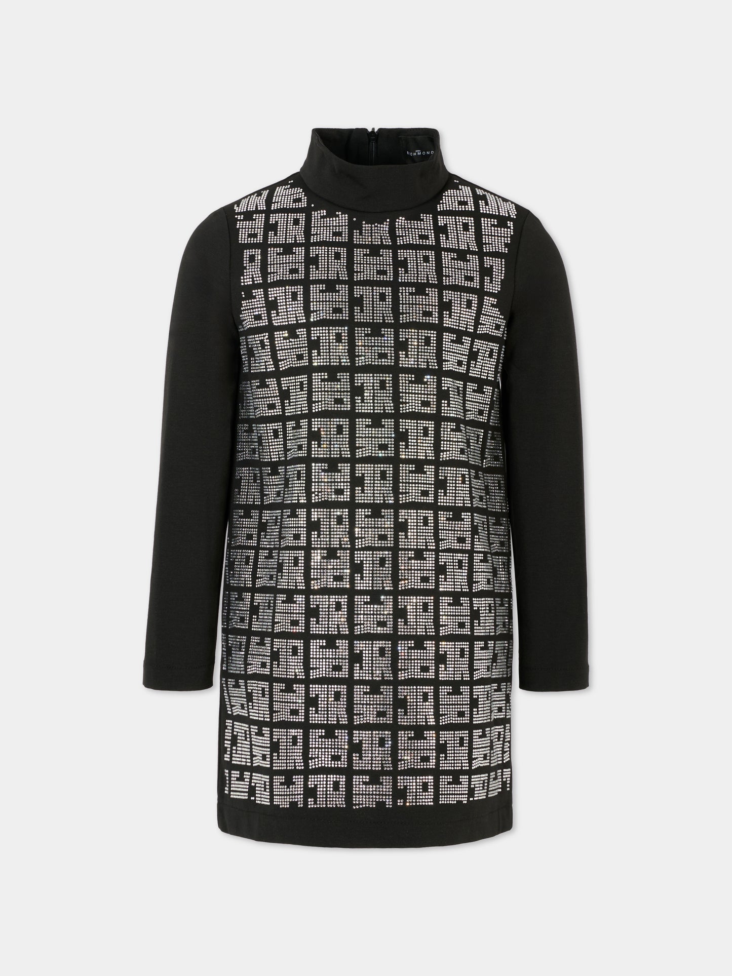 Vestito nero per bambina con logo di strass,Richmond,RGA25178VE BLACK