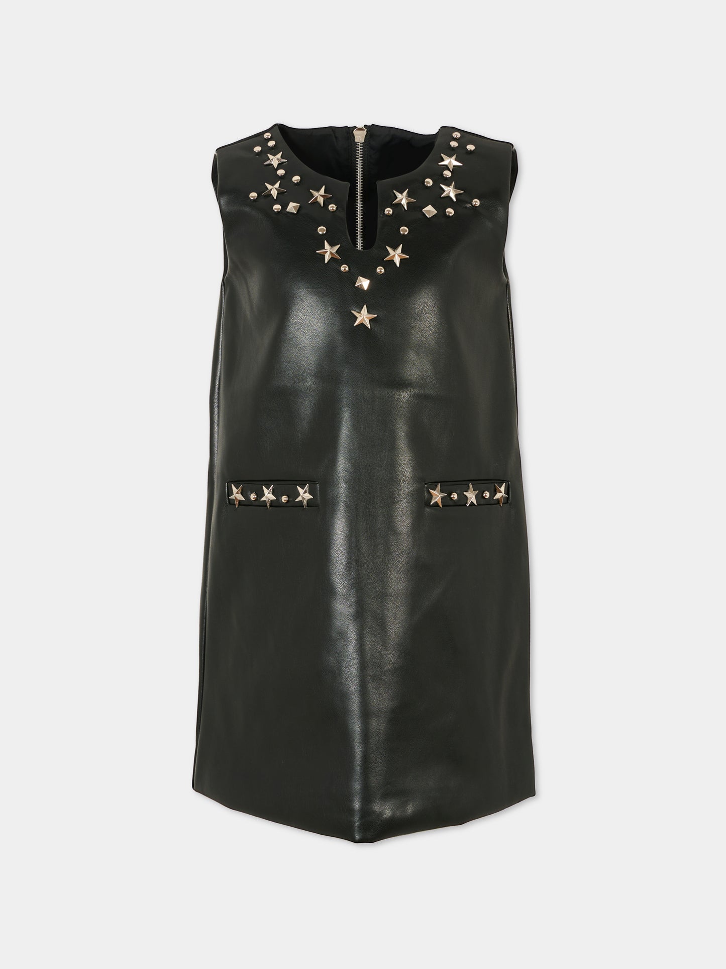 Vestito nero per bambina con borchie,Richmond,RGA25209VE BLACK