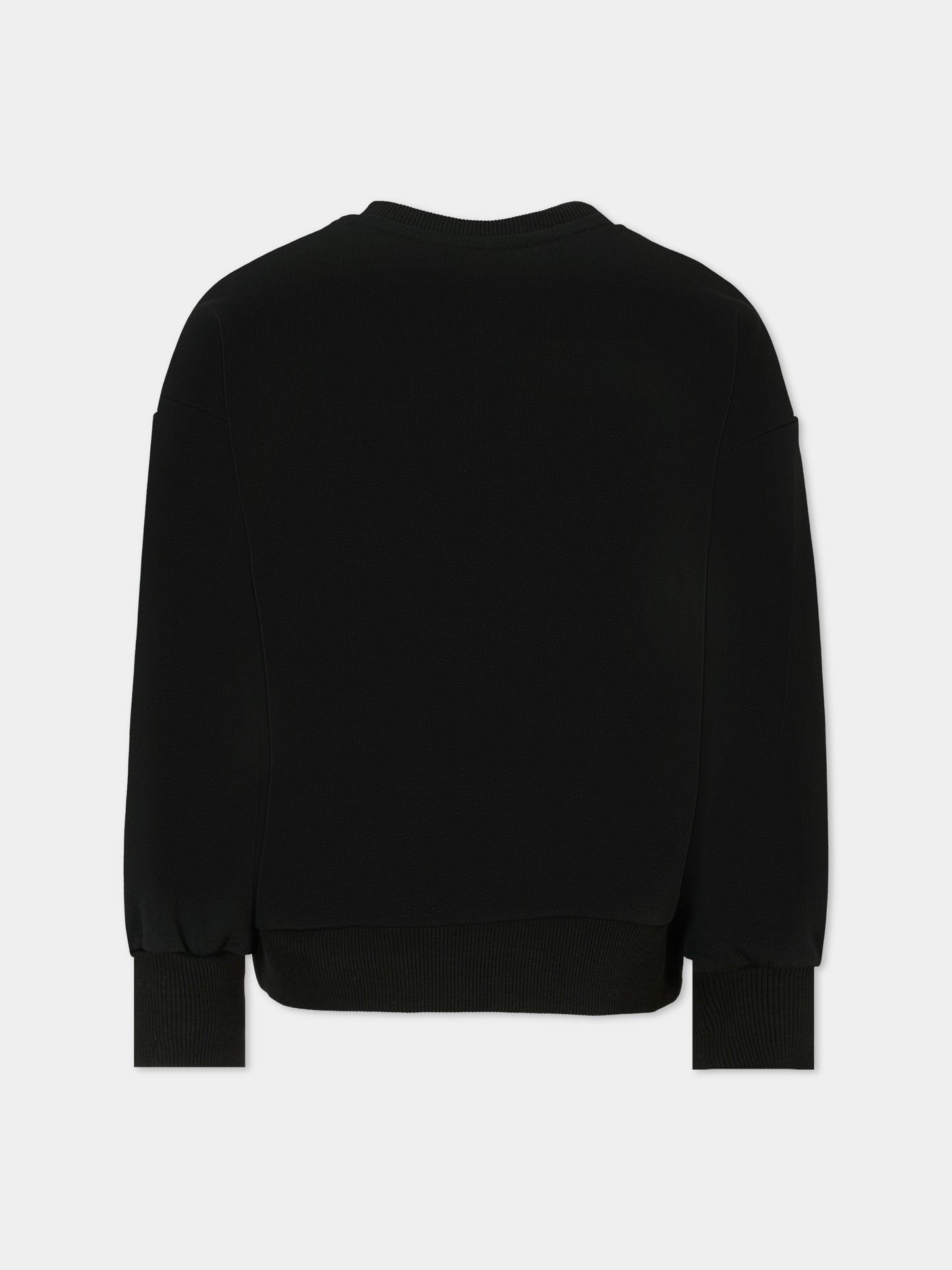 Felpa nera per bambina con logo di strass,Richmond,RGA25179FE BLACK