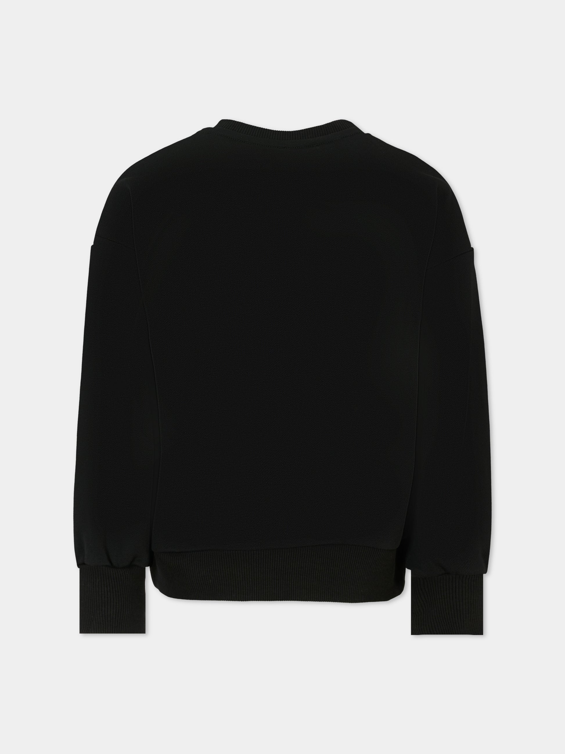 Felpa nera per bambina con logo di strass,Richmond,RGA25179FE BLACK