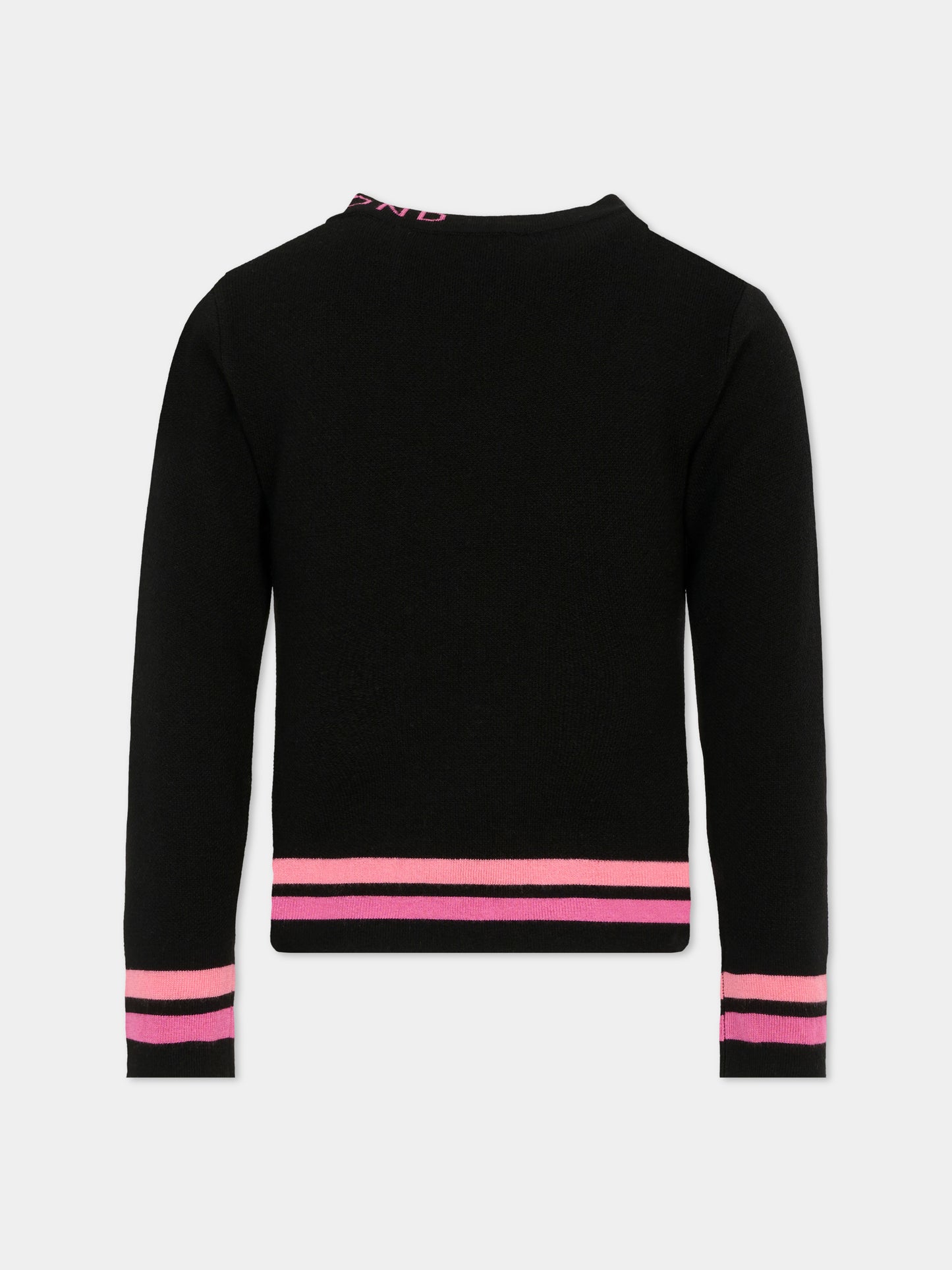 Maglione nero per bambina con logo fucsia,Richmond,RGA25214MA BLACK