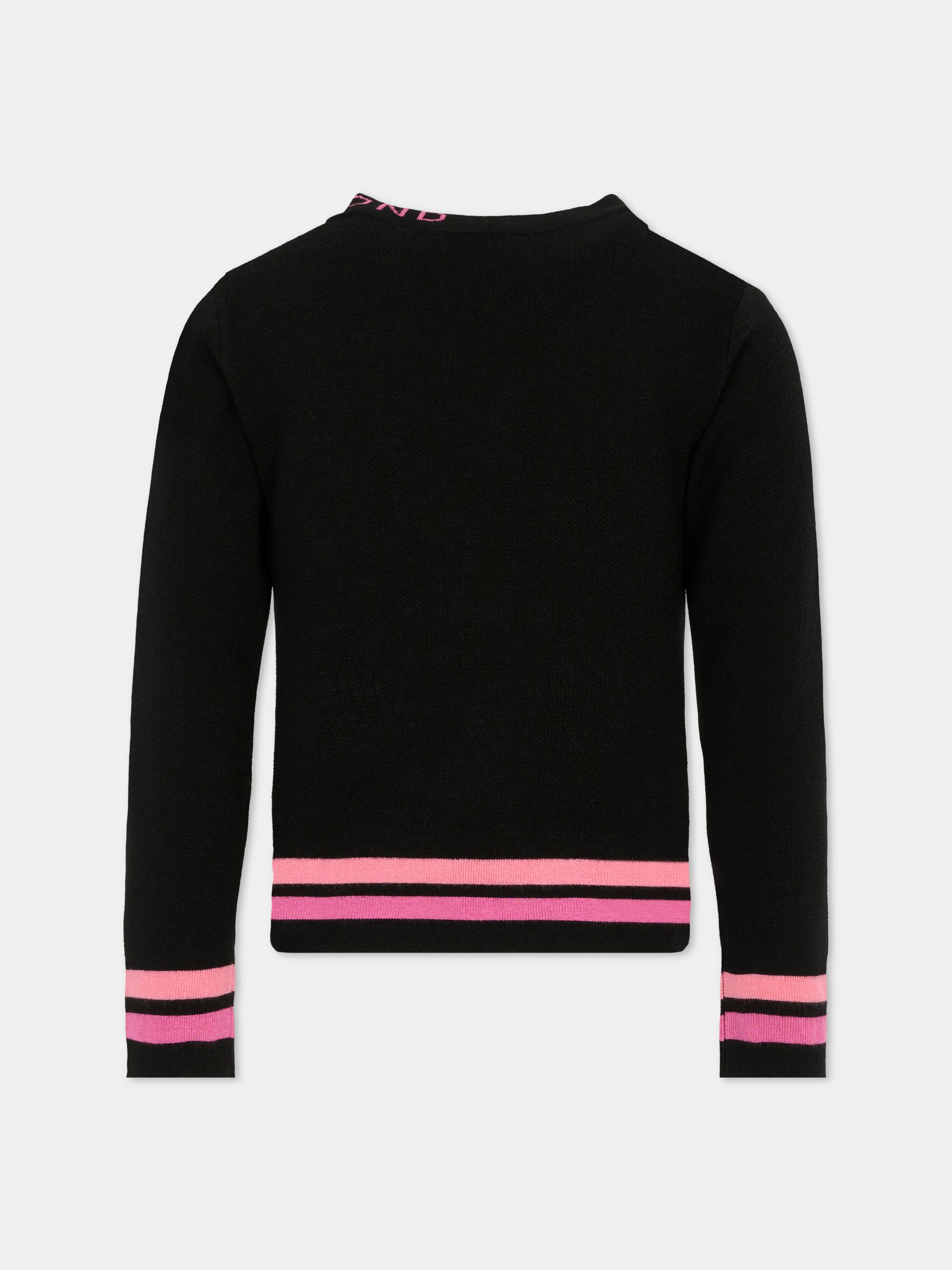 Maglione nero per bambina con logo fucsia,Richmond,RGA25214MA BLACK