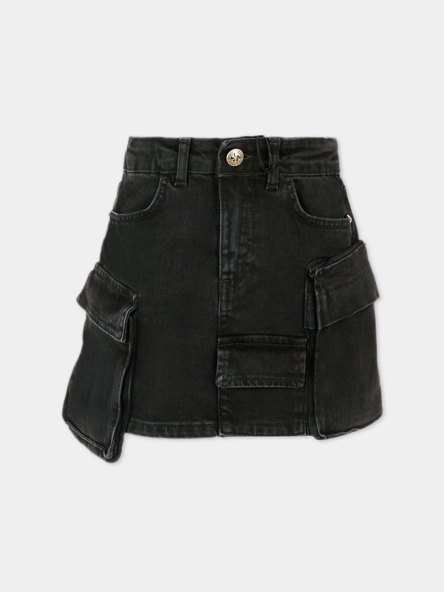 Gonna nera per bambina con logo,Richmond,RGA25218GO DENIM BLACK