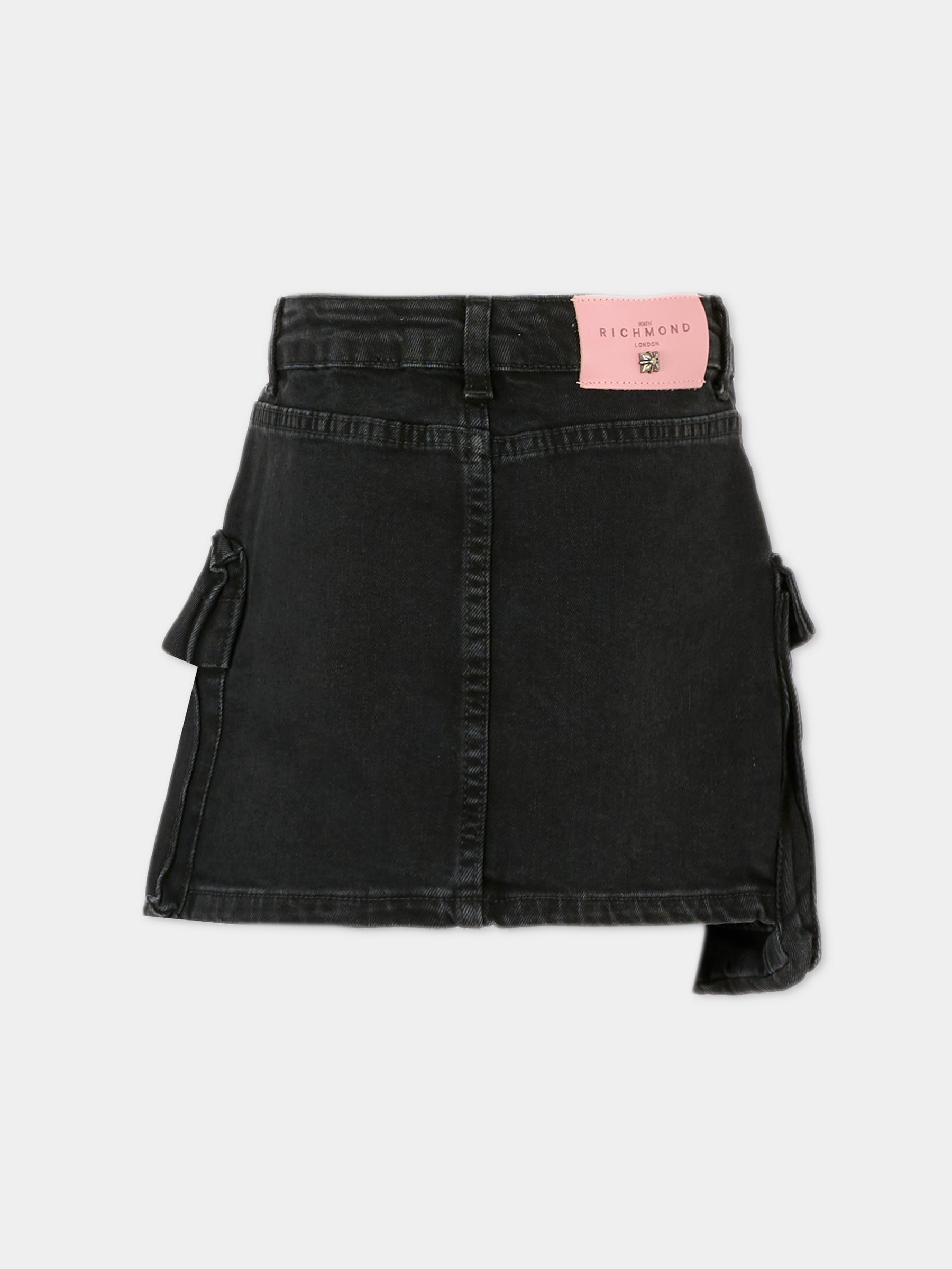 Gonna nera per bambina con logo,Richmond,RGA25218GO DENIM BLACK