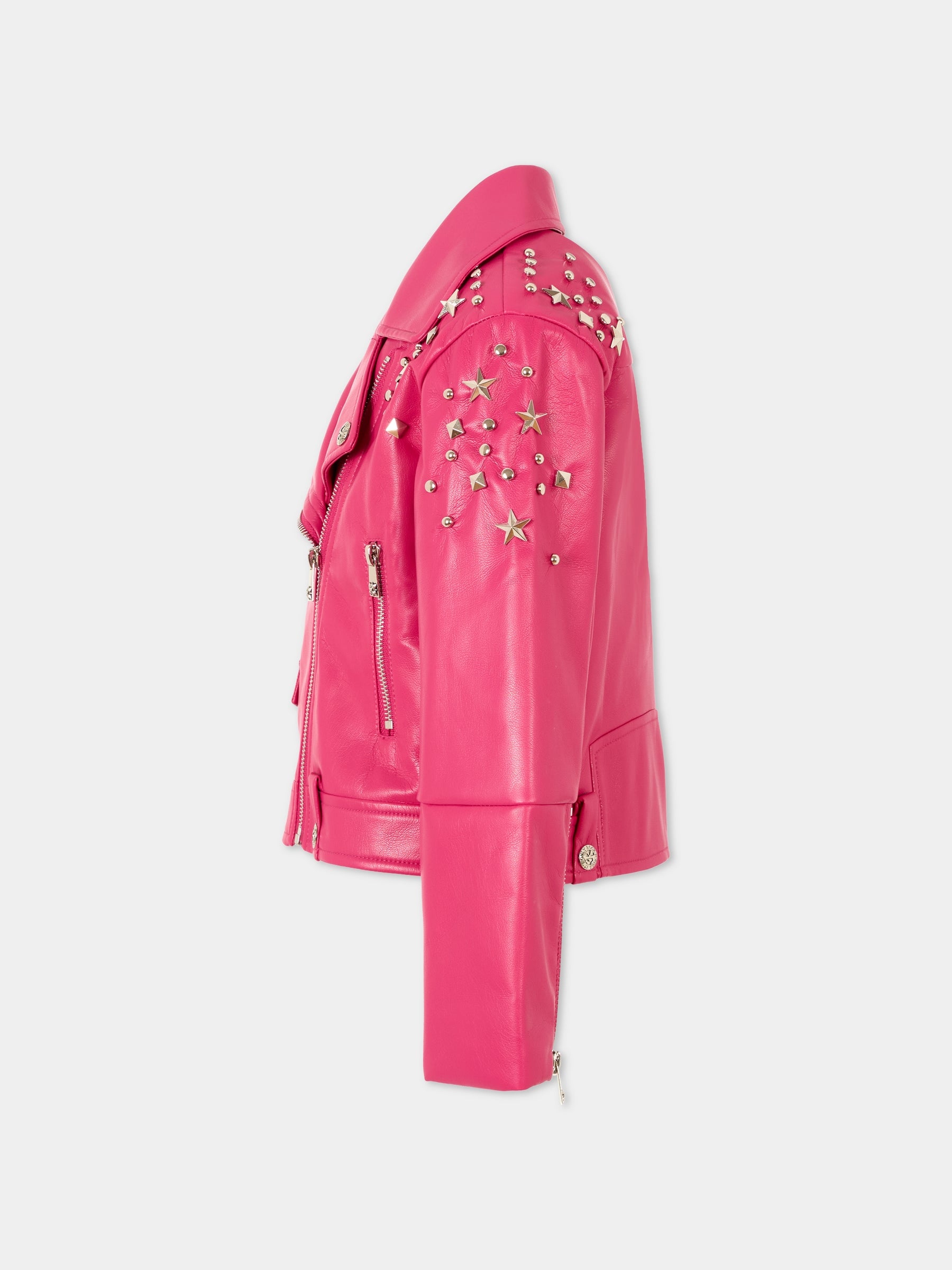 Giubbotto in ecopelle fuchsia per bambina con borchie,Richmond,RGA25202GB VIVACIOUS