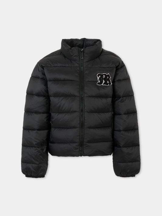 Piumino nero per bambina con logo,Richmond,RGA25233PI BLACK